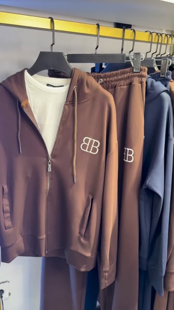 ست بالنسیگا پارچه اویشو دورنگ قهوه ای وسرمه ای سایزبندی SMLXLXXL