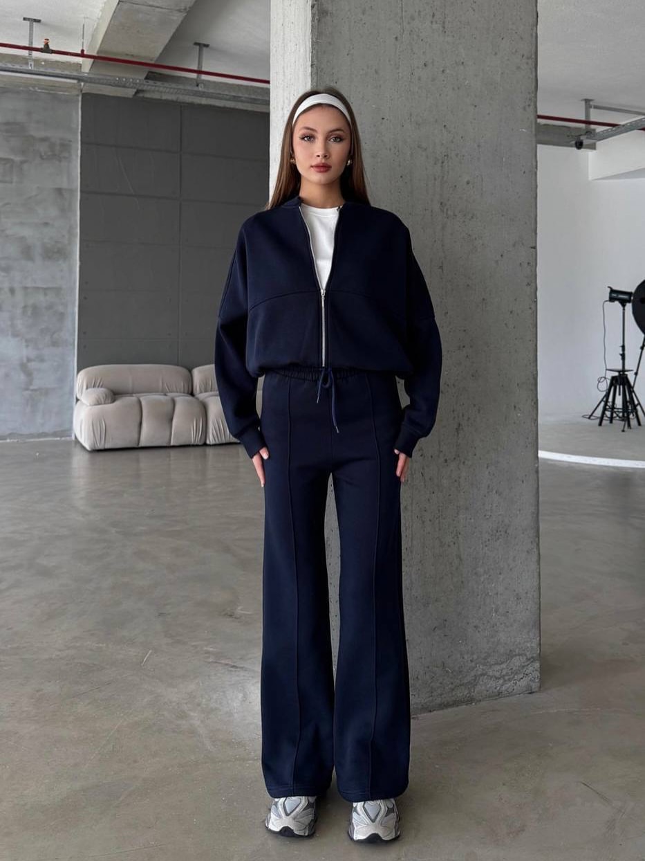 ست سویشرت و شلوار دورس نخ پنبه تو کرکی رنگبندی S.L