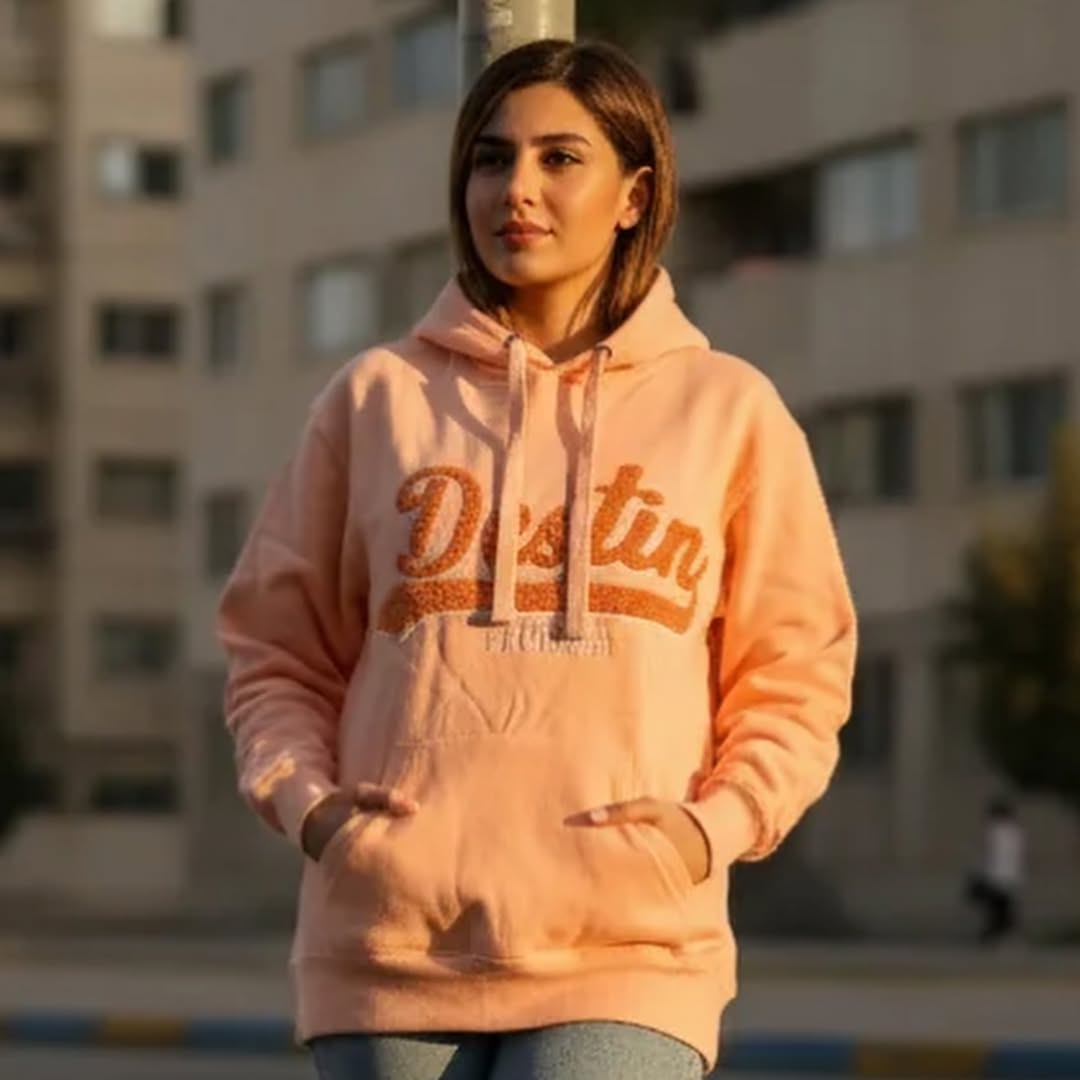 هودی Destin Florida با رنگ گلبهی و کرم سایز SMLXL