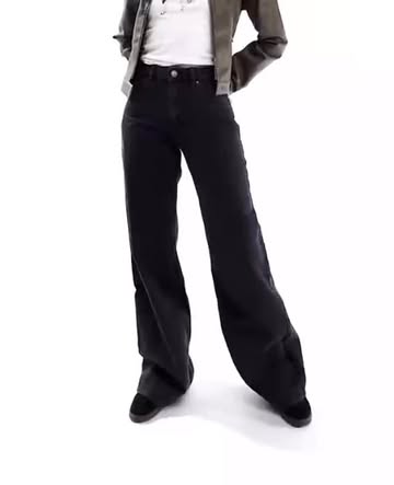 شلوار PULL&BEAR مدل WIDE LEG رنگبندی زغالی