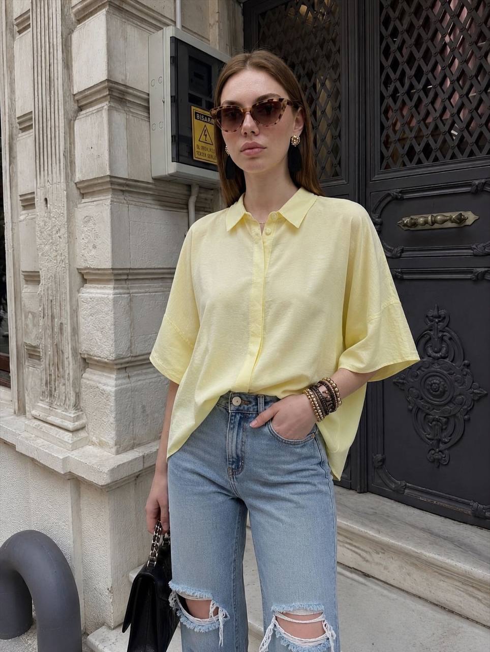شومیز باکسی ترک سایز S/M/L
